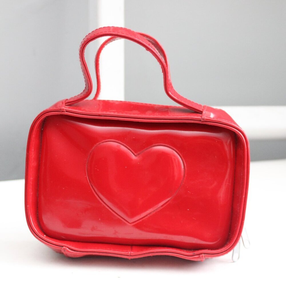 Tommy Hilfiger Vintage Y2K Red PVC 2D Heart Mini Boxy Hand Bag - Picture 2 of 6
